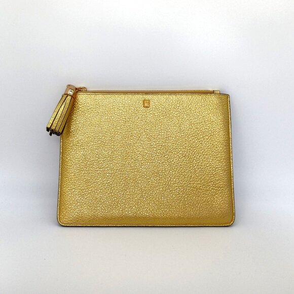 Isabella Tassel Pouch Gold Luana Italy NWT - Picture 1 of 6
